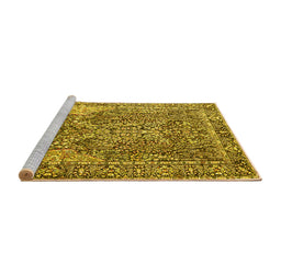 Sideview of Machine Washable Persian Yellow Traditional Rug, wshtr4014yw