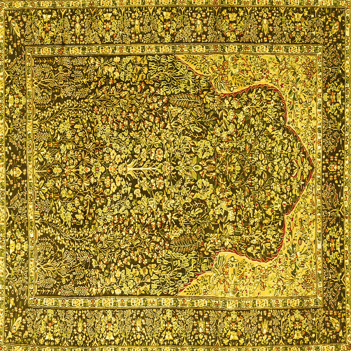 Square Machine Washable Persian Yellow Traditional Rug, wshtr4014yw
