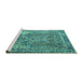 Sideview of Machine Washable Persian Turquoise Traditional Area Rugs, wshtr4014turq