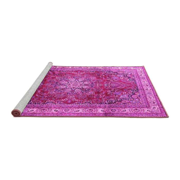Sideview of Machine Washable Persian Pink Traditional Rug, wshtr4015pnk