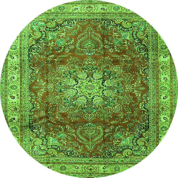 Square Persian Green Traditional Rug, tr4015grn