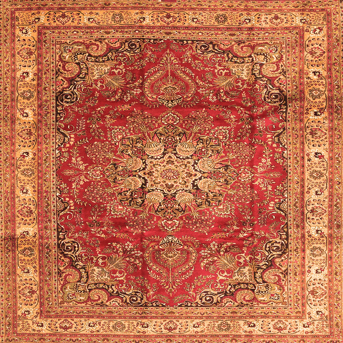 Round Machine Washable Persian Orange Traditional Area Rugs, wshtr4015org