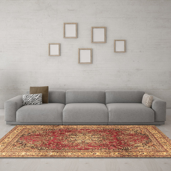 Machine Washable Persian Brown Traditional Rug in a Living Room,, wshtr4015brn