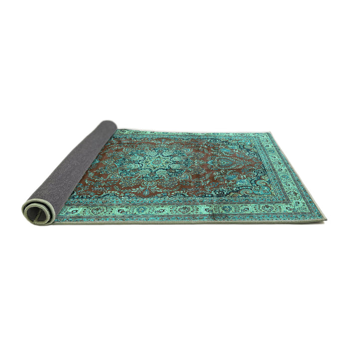 Sideview of Persian Turquoise Traditional Rug, tr4015turq