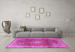 Machine Washable Persian Pink Traditional Rug in a Living Room, wshtr4015pnk