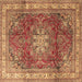 Square Machine Washable Persian Brown Traditional Rug, wshtr4015brn