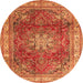 Machine Washable Persian Orange Traditional Area Rugs, wshtr4015org