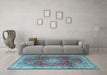 Machine Washable Persian Light Blue Traditional Rug in a Living Room, wshtr4015lblu