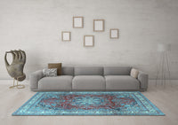 Machine Washable Persian Light Blue Traditional Rug, wshtr4015lblu