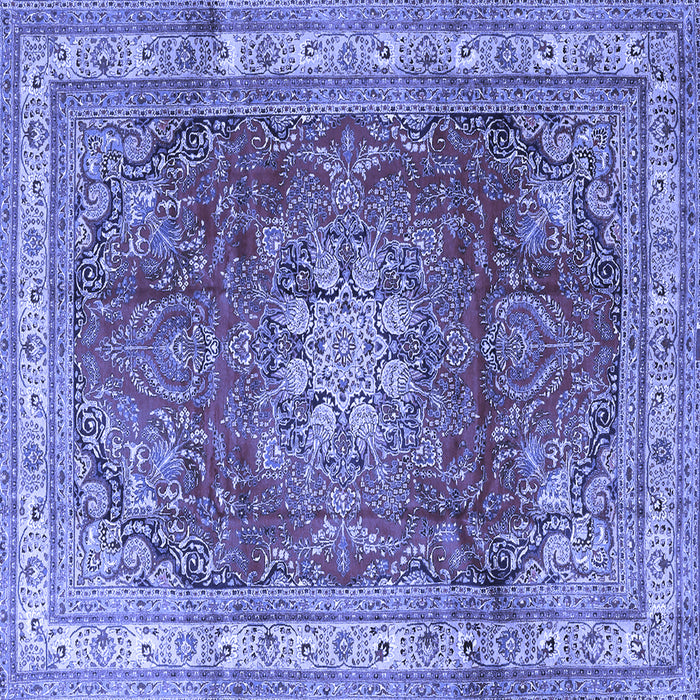 Square Machine Washable Persian Blue Traditional Rug, wshtr4015blu