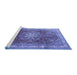 Sideview of Machine Washable Persian Blue Traditional Rug, wshtr4015blu