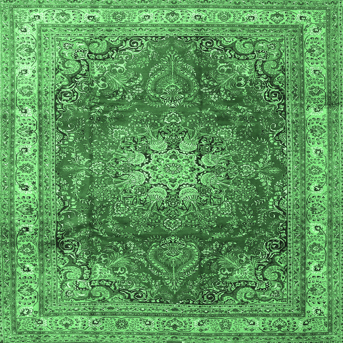 Square Persian Emerald Green Traditional Rug, tr4015emgrn