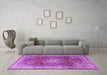 Machine Washable Persian Purple Traditional Area Rugs in a Living Room, wshtr4015pur