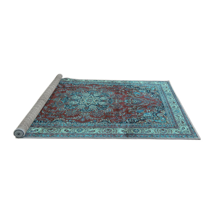 Sideview of Machine Washable Persian Light Blue Traditional Rug, wshtr4015lblu