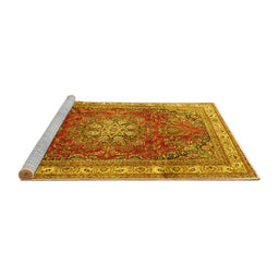 Sideview of Machine Washable Persian Yellow Traditional Rug, wshtr4015yw