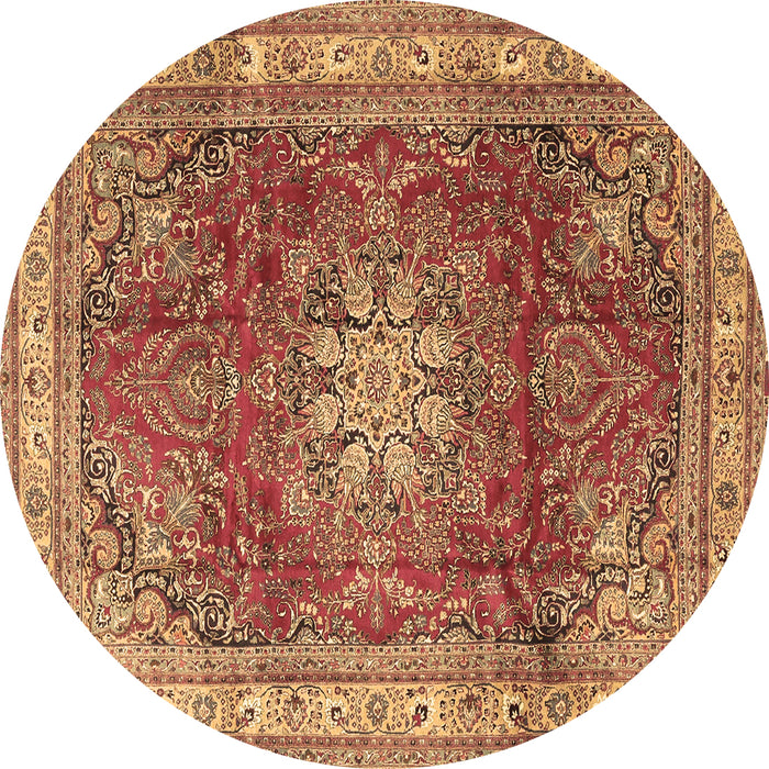 Round Persian Brown Traditional Rug, tr4015brn
