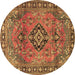 Round Persian Brown Traditional Rug, tr4016brn