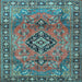 Square Machine Washable Persian Light Blue Traditional Rug, wshtr4016lblu