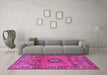 Machine Washable Persian Pink Traditional Rug in a Living Room, wshtr4016pnk