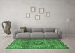 Machine Washable Persian Emerald Green Traditional Area Rugs in a Living Room,, wshtr4016emgrn