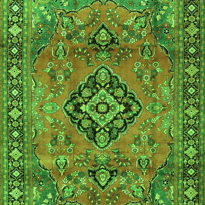 Serging Thickness of Machine Washable Persian Green Traditional Area Rugs, wshtr4016grn