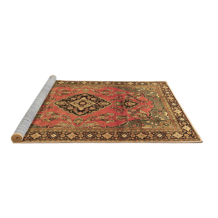 Sideview of Machine Washable Persian Brown Traditional Rug, wshtr4016brn