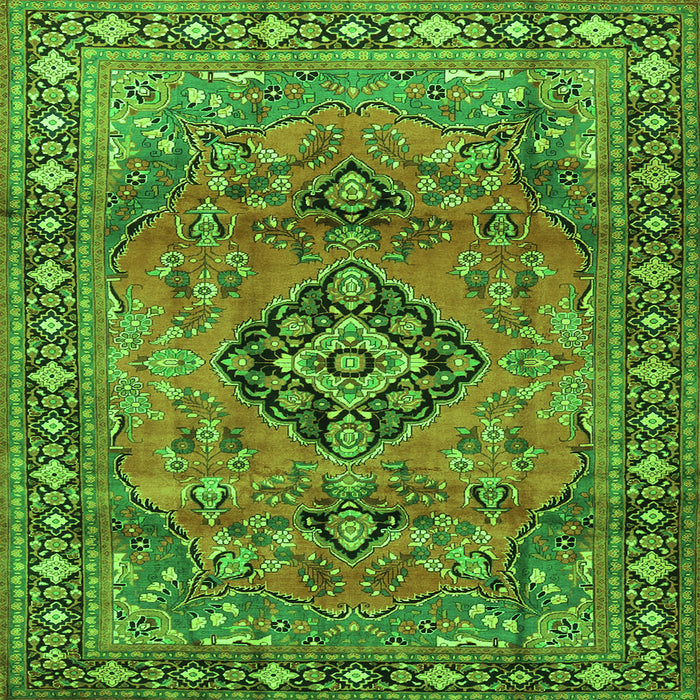 Round Machine Washable Persian Green Traditional Area Rugs, wshtr4016grn
