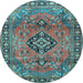 Round Persian Light Blue Traditional Rug, tr4016lblu