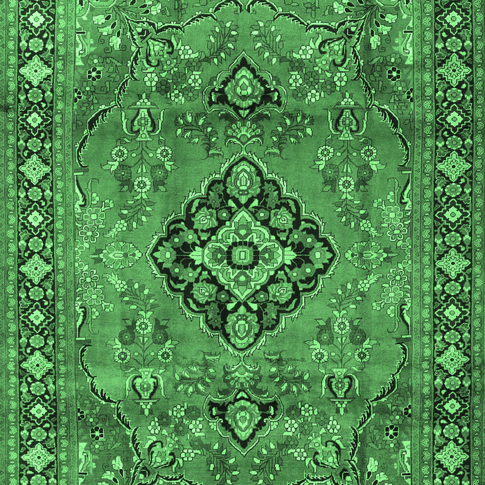 Machine Washable Persian Emerald Green Traditional Area Rugs, wshtr4016emgrn