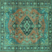 Square Machine Washable Persian Turquoise Traditional Area Rugs, wshtr4016turq