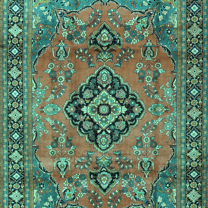 Machine Washable Persian Turquoise Traditional Area Rugs, wshtr4016turq
