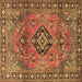 Square Persian Brown Traditional Rug, tr4016brn