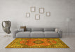 Machine Washable Persian Yellow Traditional Rug in a Living Room, wshtr4016yw