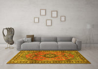 Machine Washable Persian Yellow Traditional Rug, wshtr4016yw