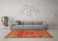 Machine Washable Persian Orange Traditional Rug, wshtr4016org