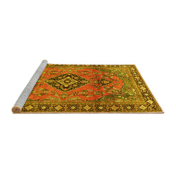 Sideview of Machine Washable Persian Yellow Traditional Rug, wshtr4016yw