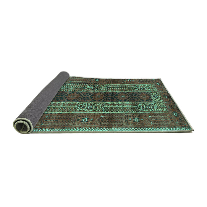 Sideview of Persian Turquoise Traditional Rug, tr4017turq