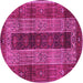 Round Machine Washable Persian Pink Traditional Rug, wshtr4017pnk