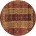 Round Machine Washable Persian Brown Traditional Rug, wshtr4017brn