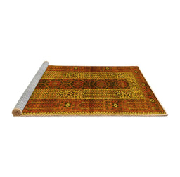 Sideview of Machine Washable Persian Yellow Traditional Rug, wshtr4017yw