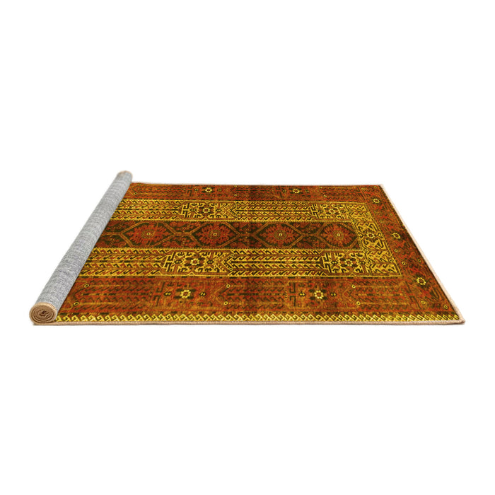 Sideview of Machine Washable Persian Yellow Traditional Rug, wshtr4017yw