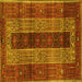 Square Machine Washable Persian Yellow Traditional Rug, wshtr4017yw