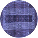 Round Machine Washable Persian Blue Traditional Rug, wshtr4017blu