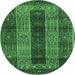 Round Persian Emerald Green Traditional Rug, tr4017emgrn