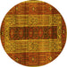 Round Machine Washable Persian Yellow Traditional Rug, wshtr4017yw