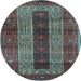 Round Persian Light Blue Traditional Rug, tr4017lblu