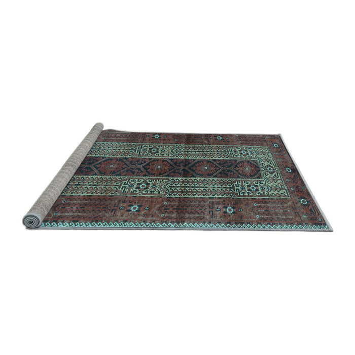 Sideview of Machine Washable Persian Light Blue Traditional Rug, wshtr4017lblu