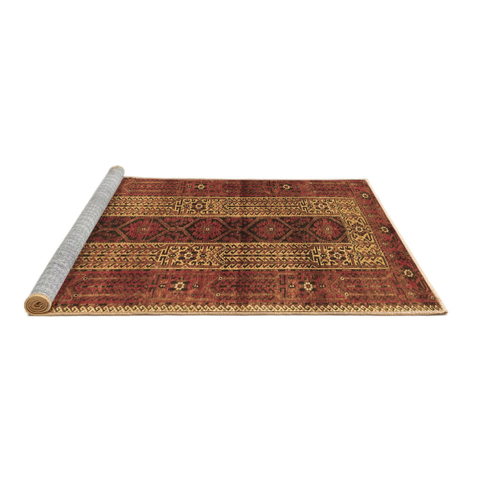 Sideview of Machine Washable Persian Brown Traditional Rug, wshtr4017brn