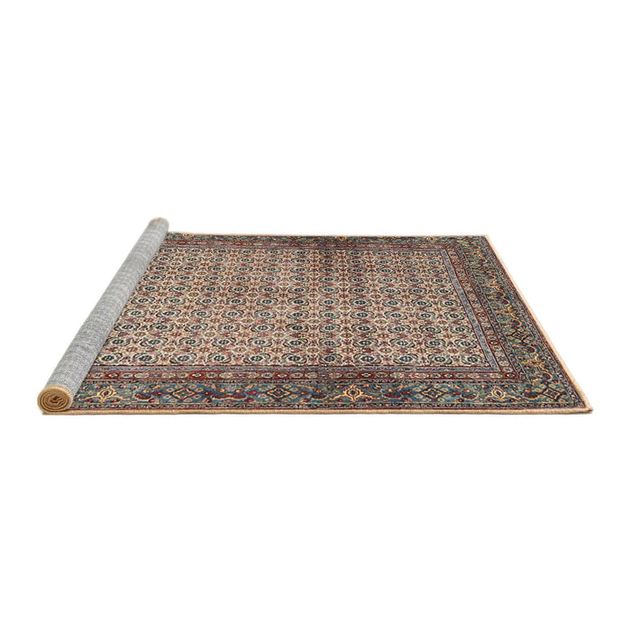 Sideview of Machine Washable Traditional Light French Beige Brown Rug, wshtr4018