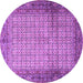 Round Machine Washable Persian Purple Traditional Area Rugs, wshtr4018pur